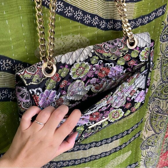 Steve Madden Quilted Brocade Floral Flap Purse - Picture 7 of 16